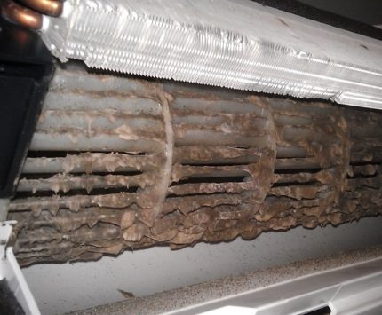 Dirty air conditioner heat exchanger