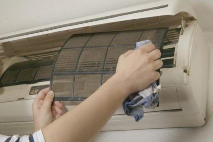 Air conditioner filter cleaning