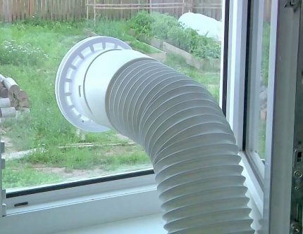 Window with corrugation mobile air conditioner