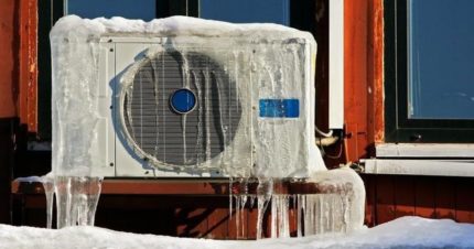 Icy outdoor air conditioner unit