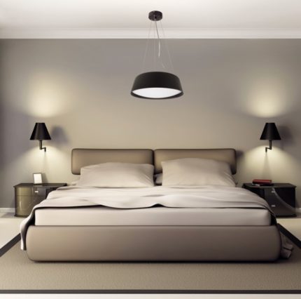 An example of a harmonious combination of the design of lamps with the interior of the room